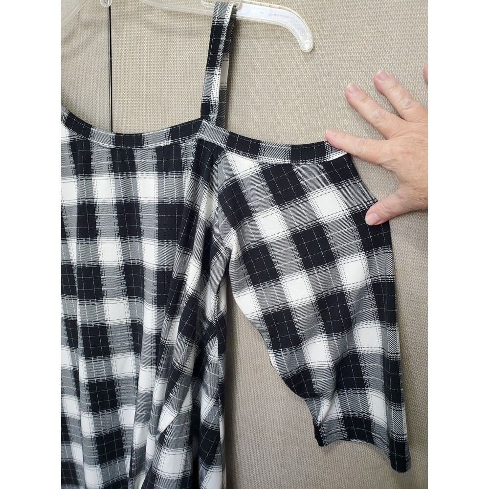 Larace Plaid Twist Front One Shoulder Tunic Size XL - Picture 3 of 6